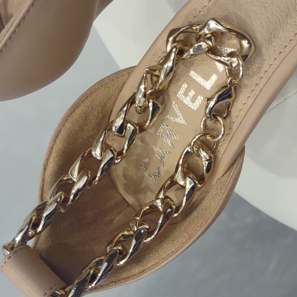 Carvela Nude Clear Vamp Gold Chain Ankle Strap High Heel Women's Shoes New 40 9 - Picture 3 of 9